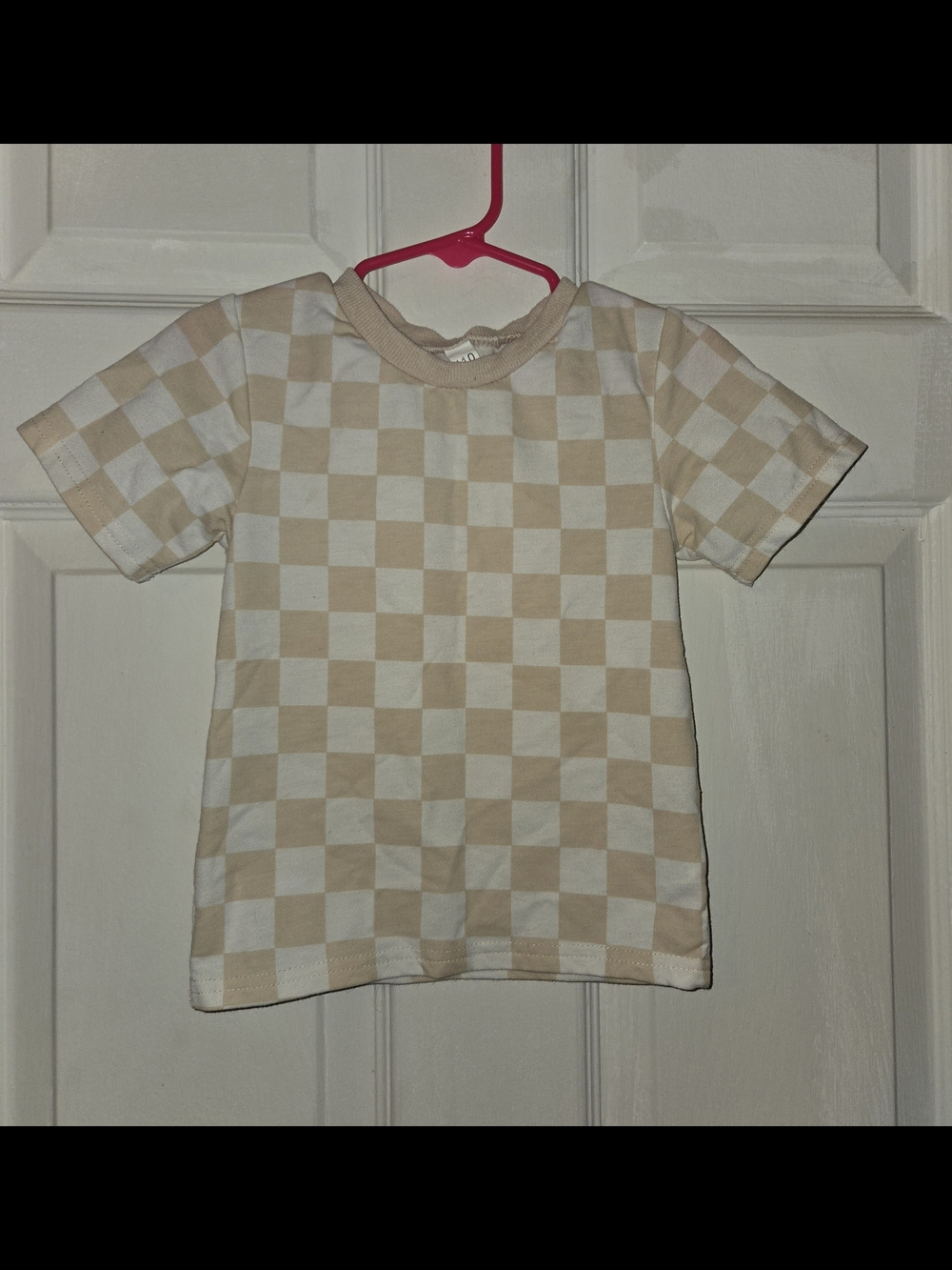Kids Beige Checkerboard Short Sleeve T-Shirt and Short Set SZ 3T